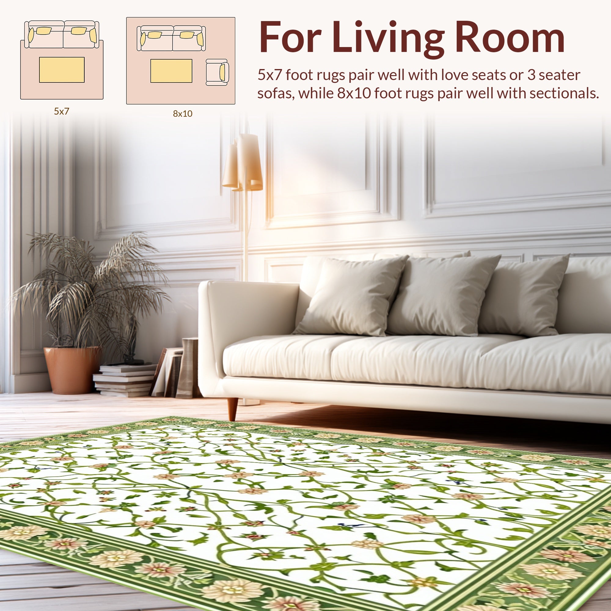 Elegant Floral Vine Garden Pattern Rug