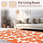 Abstract Orange Floral Pattern Rug
