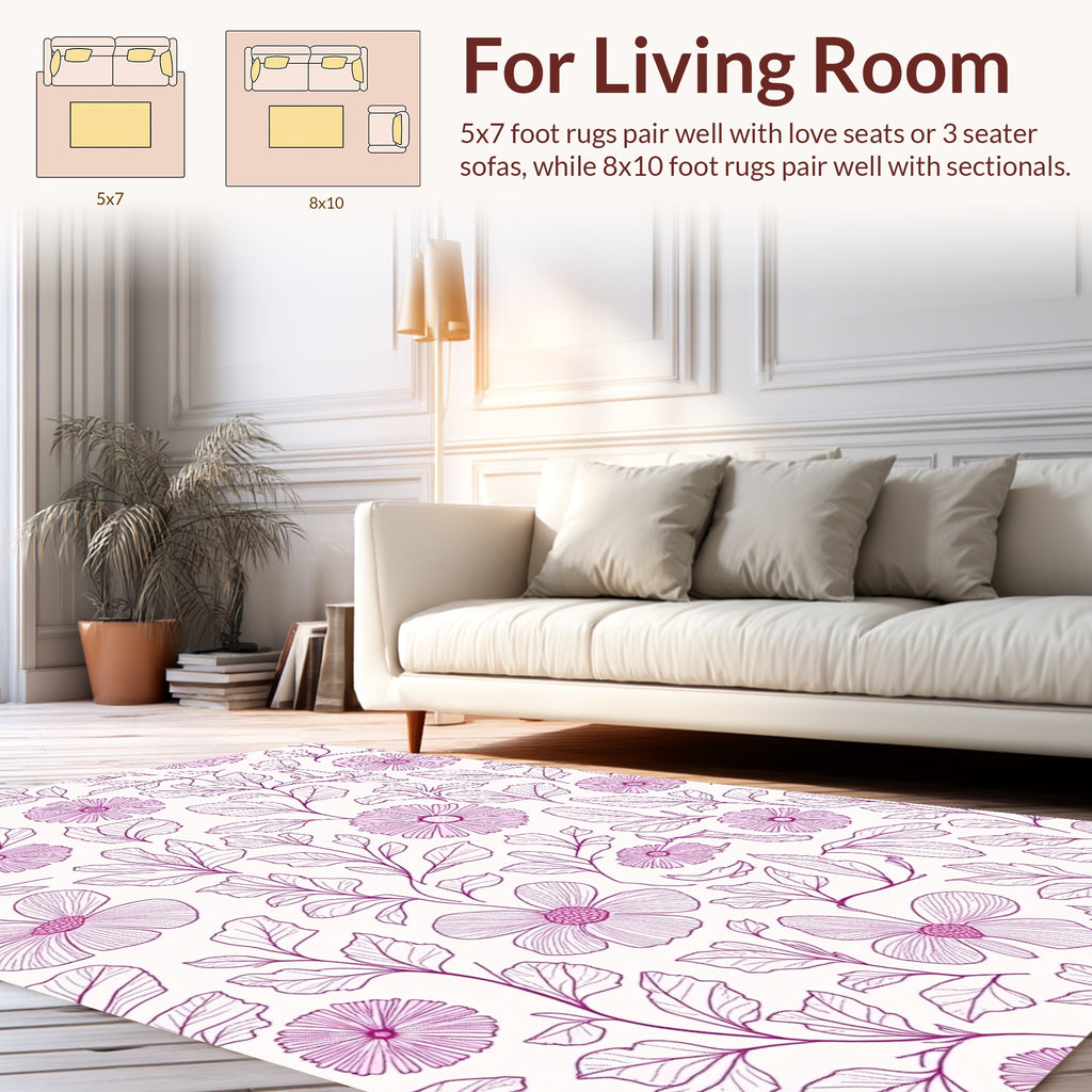 Delicate Floral Vine Pattern Design Rug