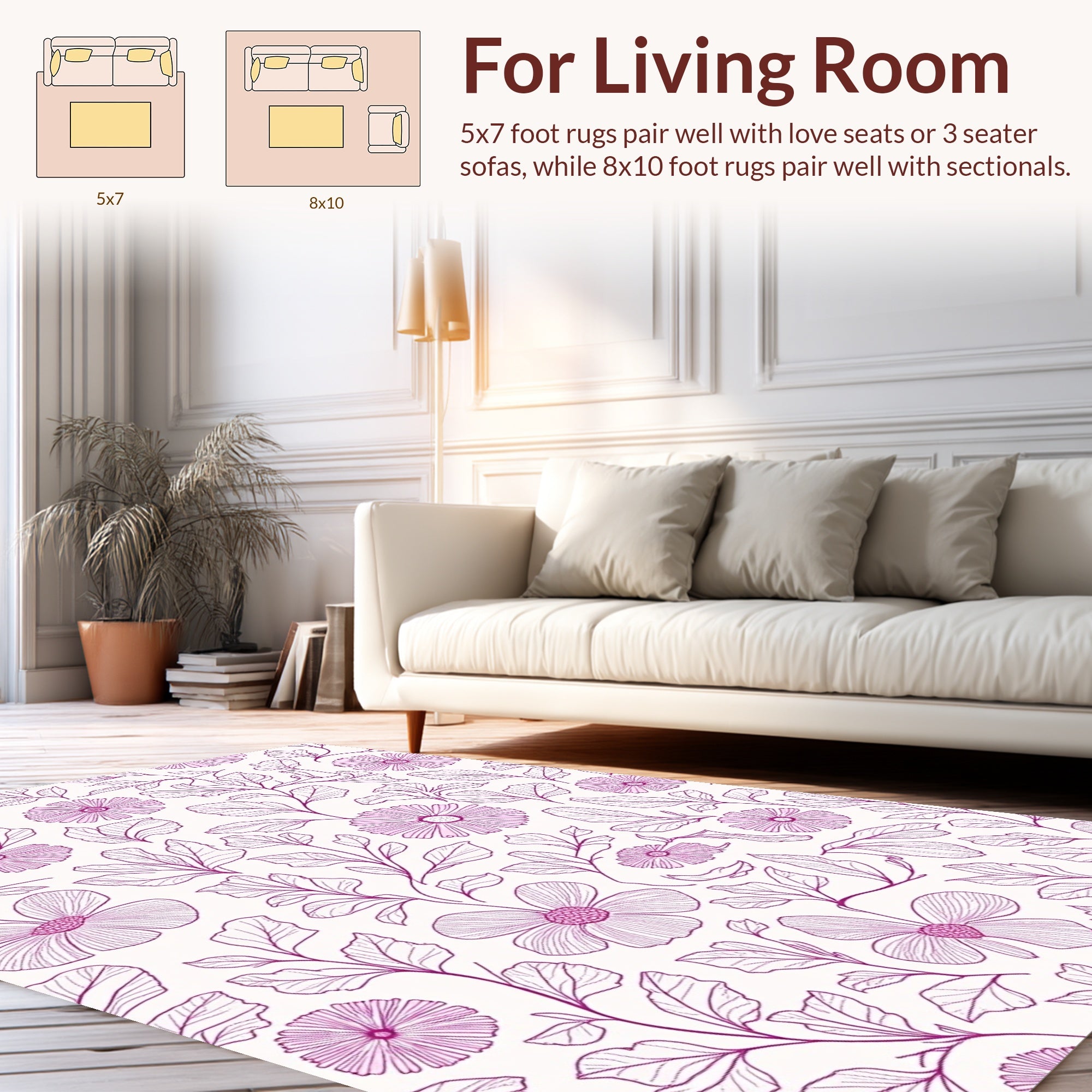 Delicate Floral Vine Pattern Design Rug