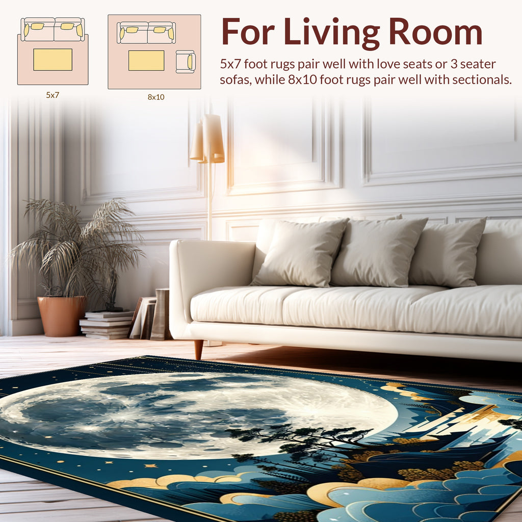 Mystical Moonscape Abstract Landscape Rug
