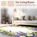 Floral Daisy Lavender Vine Design Rug