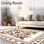 Rustic Terracotta Medallion Border Rug