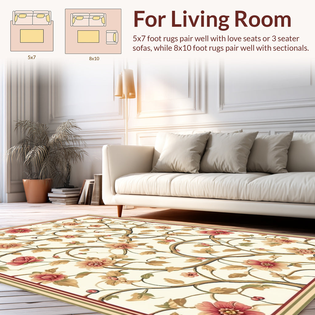 Elegant Floral Vine Patterned Rug