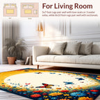 Vibrant Floral Meadow Butterflies Rug