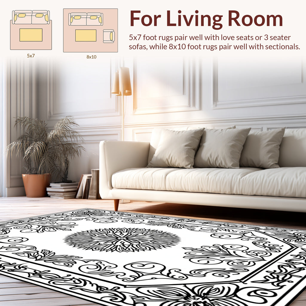 Vintage Floral Mandala Garden Design Rug