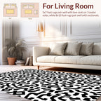 Abstract Black White Wavy Shapes Rug