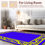 Bold Blue Yellow Floral Design Rug