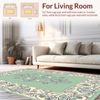 Vintage Floral Swirl Green Cream Rug