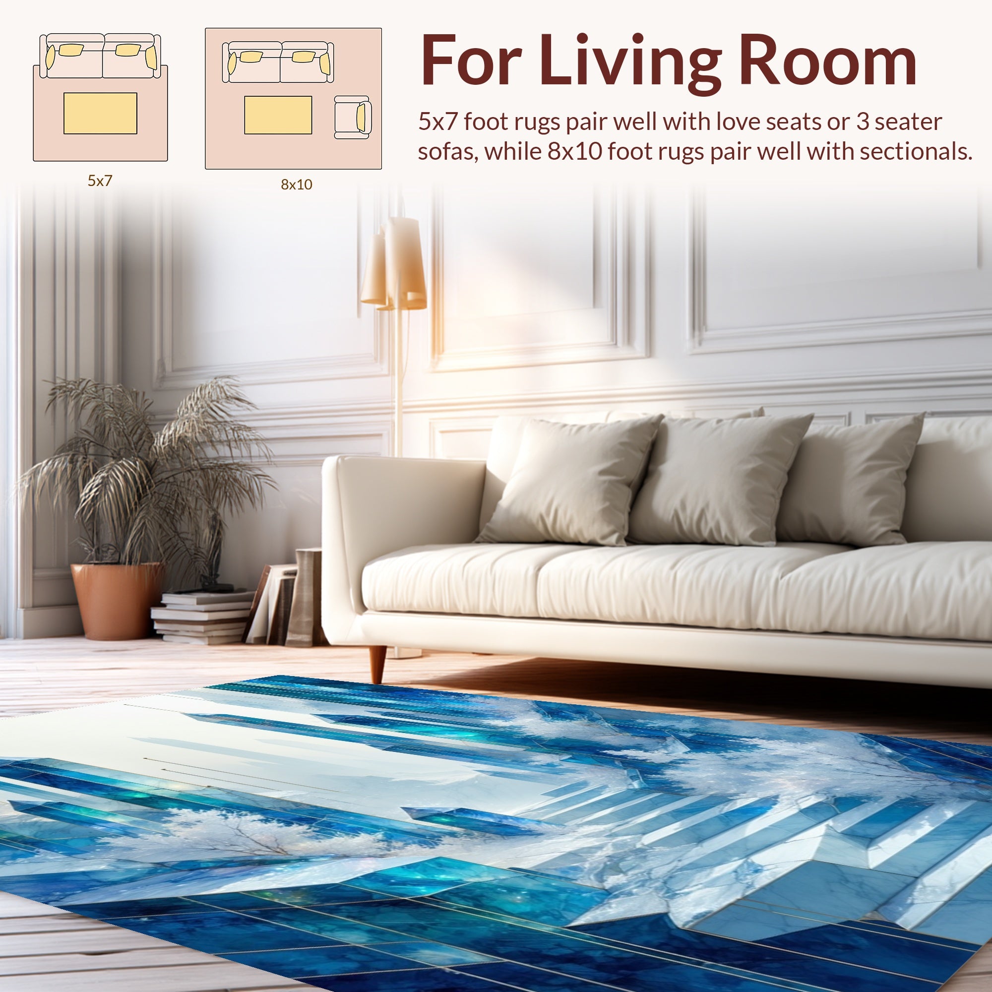 Crystalline Winter Abstract Geometric Rug