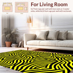 Bold Yellow Black Abstract Curve Rug