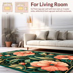 Coral Floral Botanical Art Rug