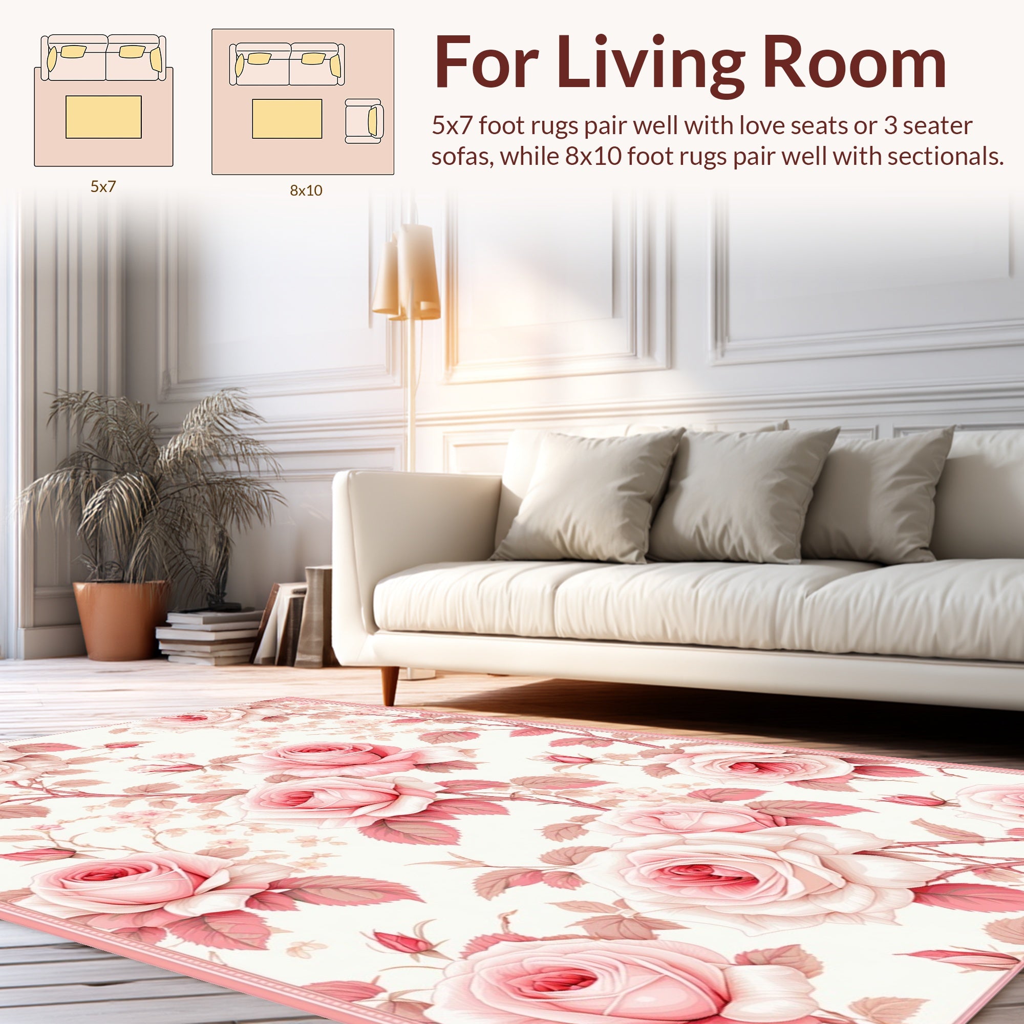 Vintage Rose Floral Pattern Design Rug