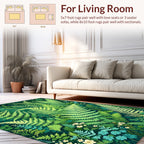 Lush Ferns Wildflowers Verdant Pattern Rug
