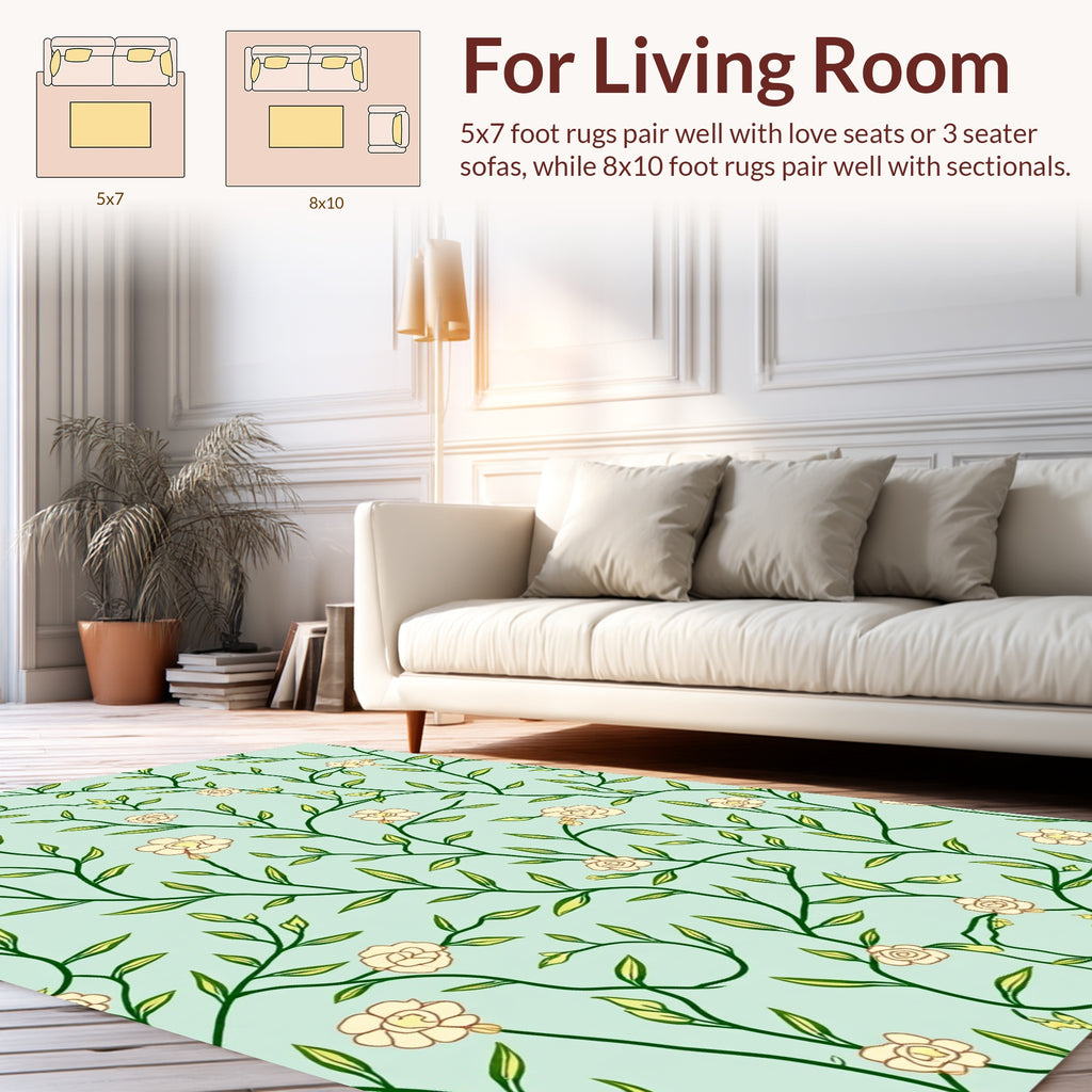 Botanical Vine Blossom Pattern Rug