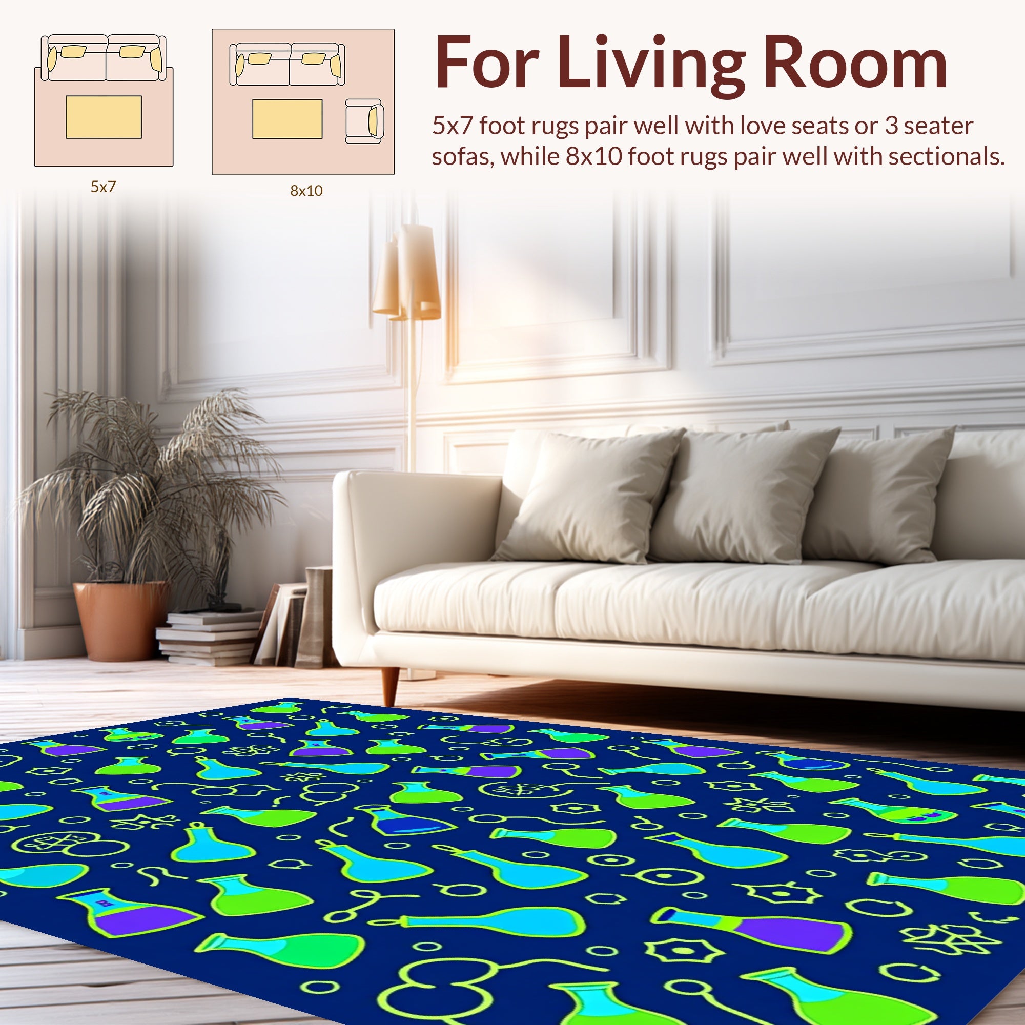 Science Flasks Graphic Pattern Rug