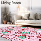 Whimsical Pink Red Teal Swirls Rug
