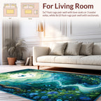 Dreamy Forest Butterfly River Landscape Rug