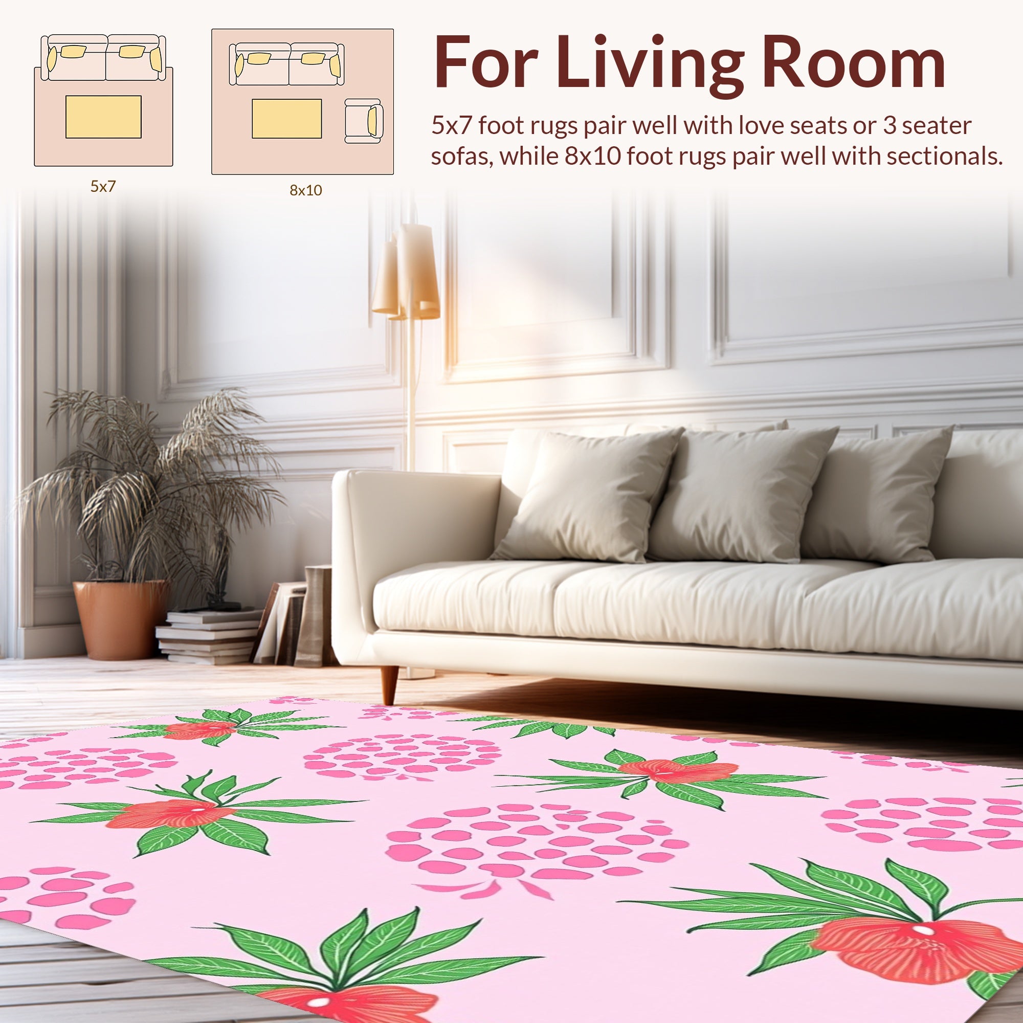 Pink Dot Flower Pattern Rug