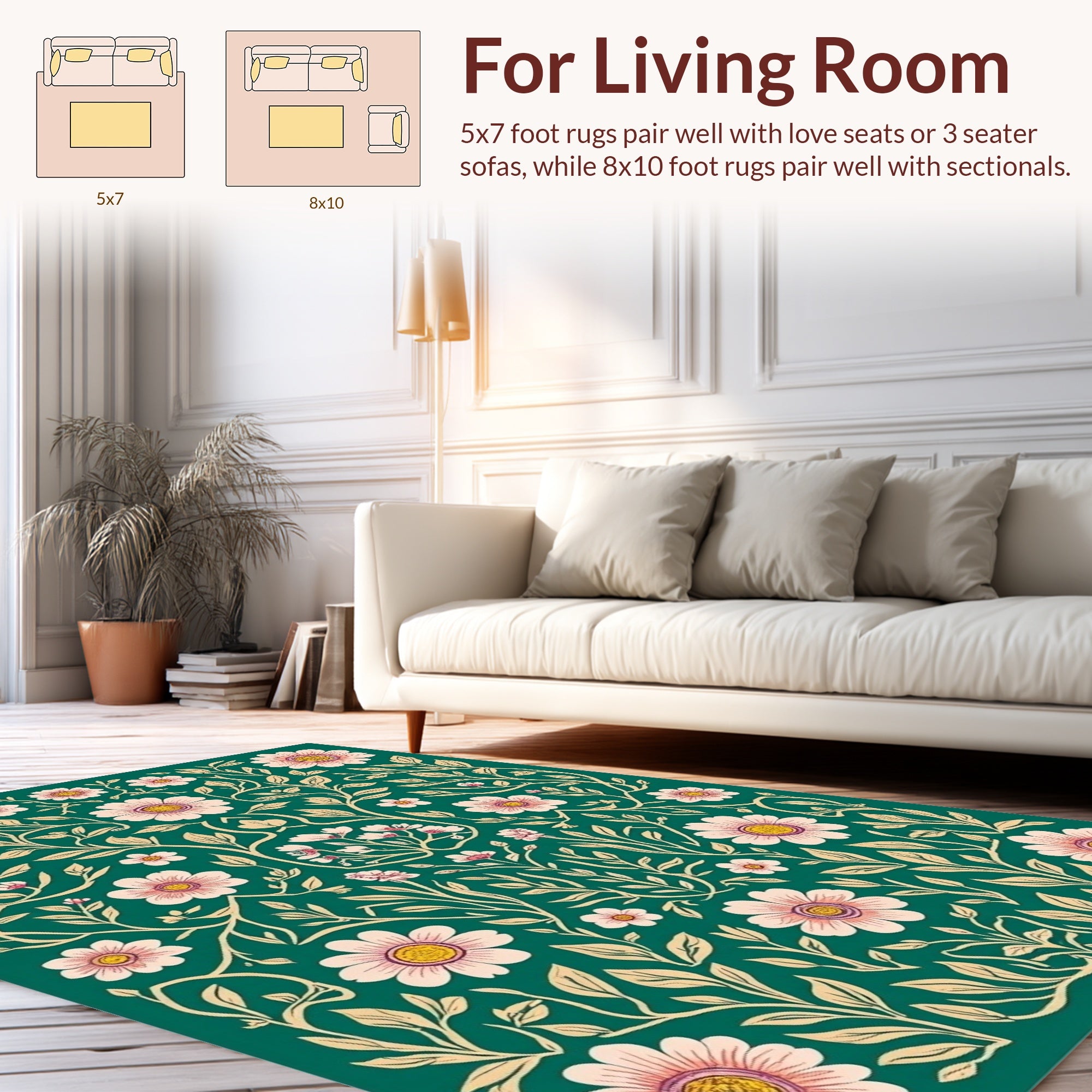 Whimsical Floral Vine Pattern Rug