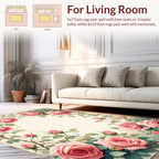 Romantic Pink Roses Floral Vine Design Rug