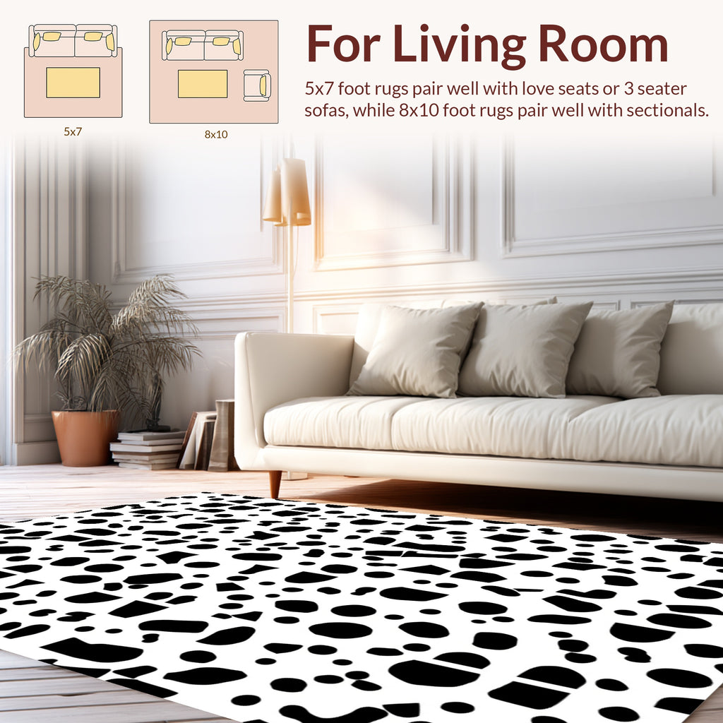 Black White Polka Dot Pattern Rug