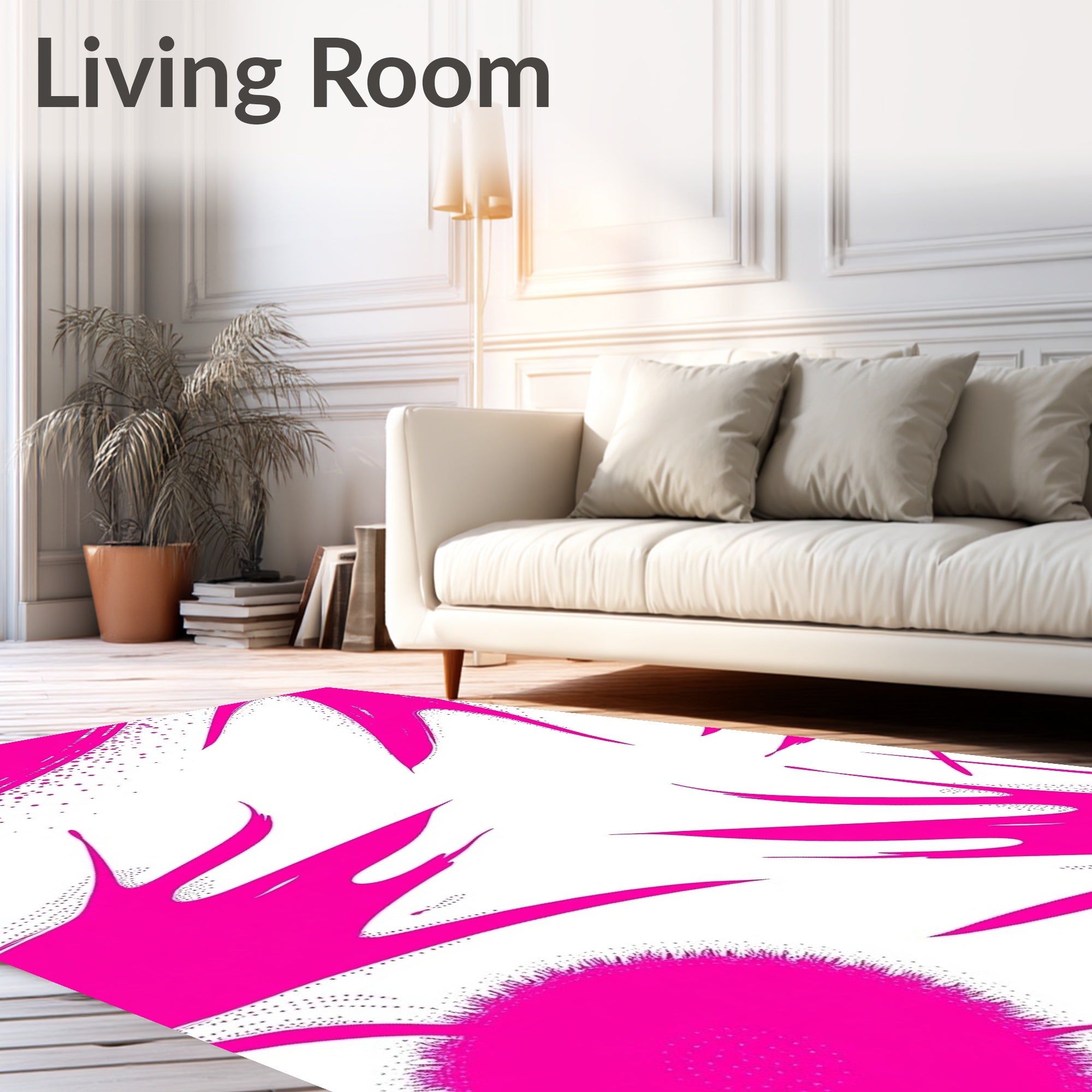 Vivid Pink Abstract Splash Rug
