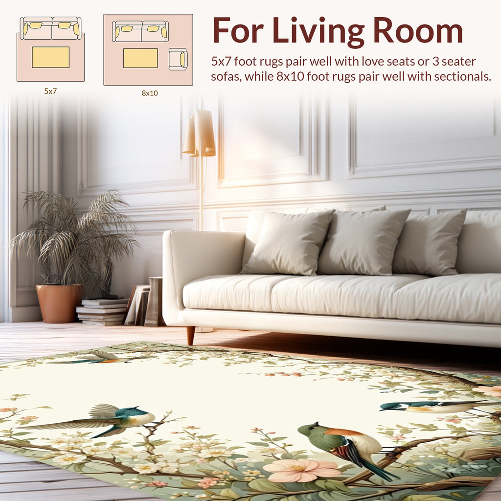 Charming Birds and Cherry Blossoms Rug