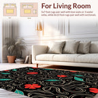 Red Floral Vine With Swirls Pattern Rug