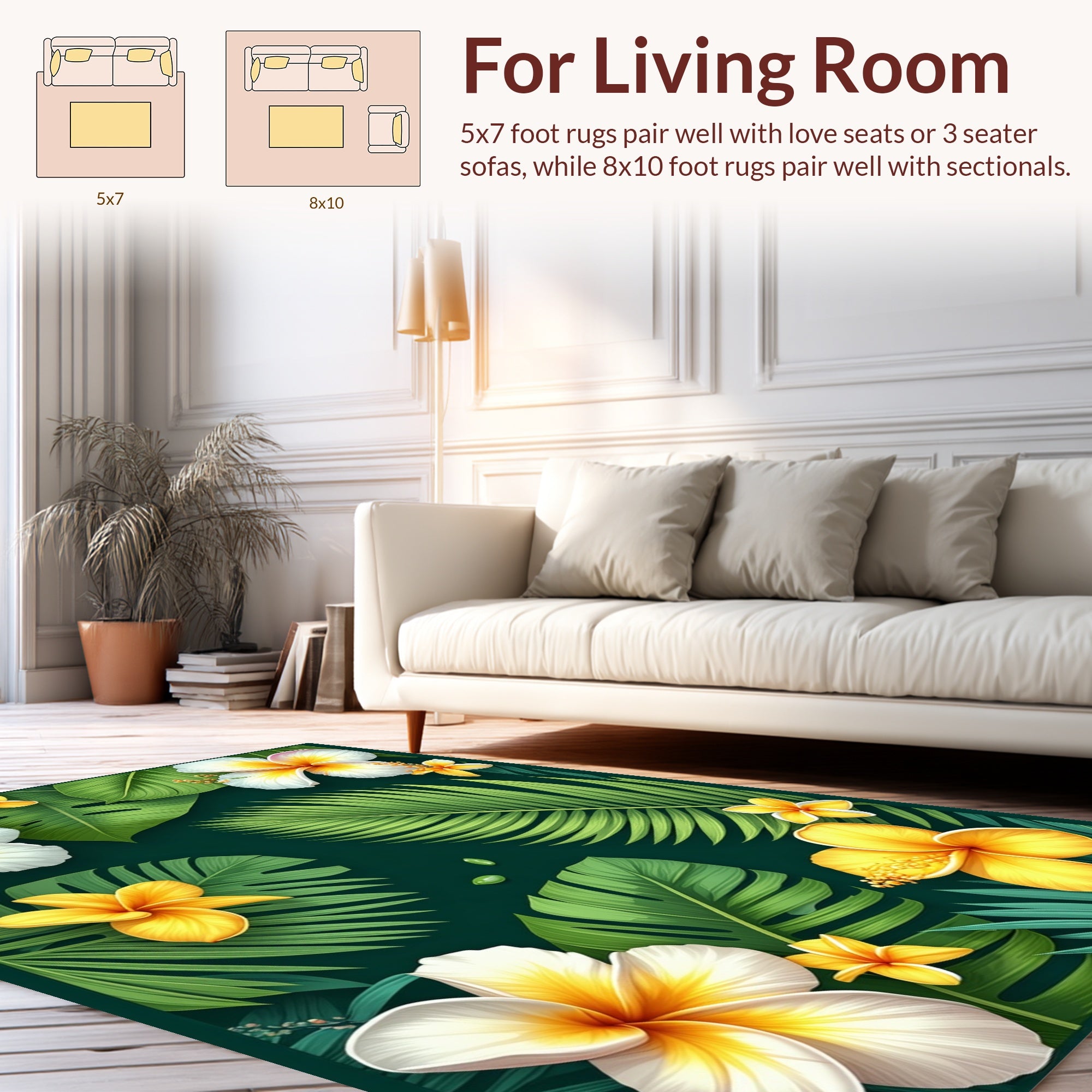 Tropical Flora Leaf Design Rug