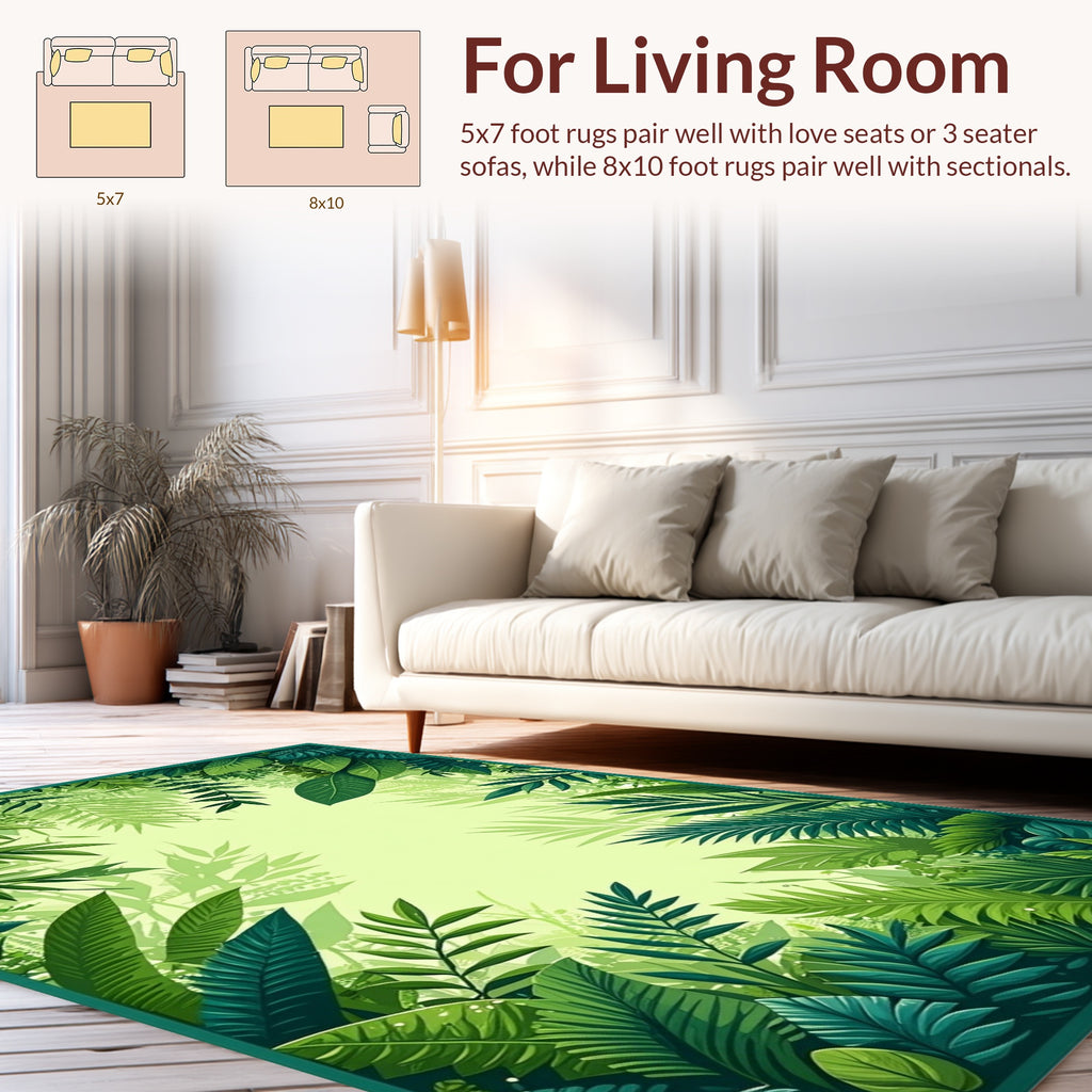 Lush Green Tropical Leafy Jungle Rug