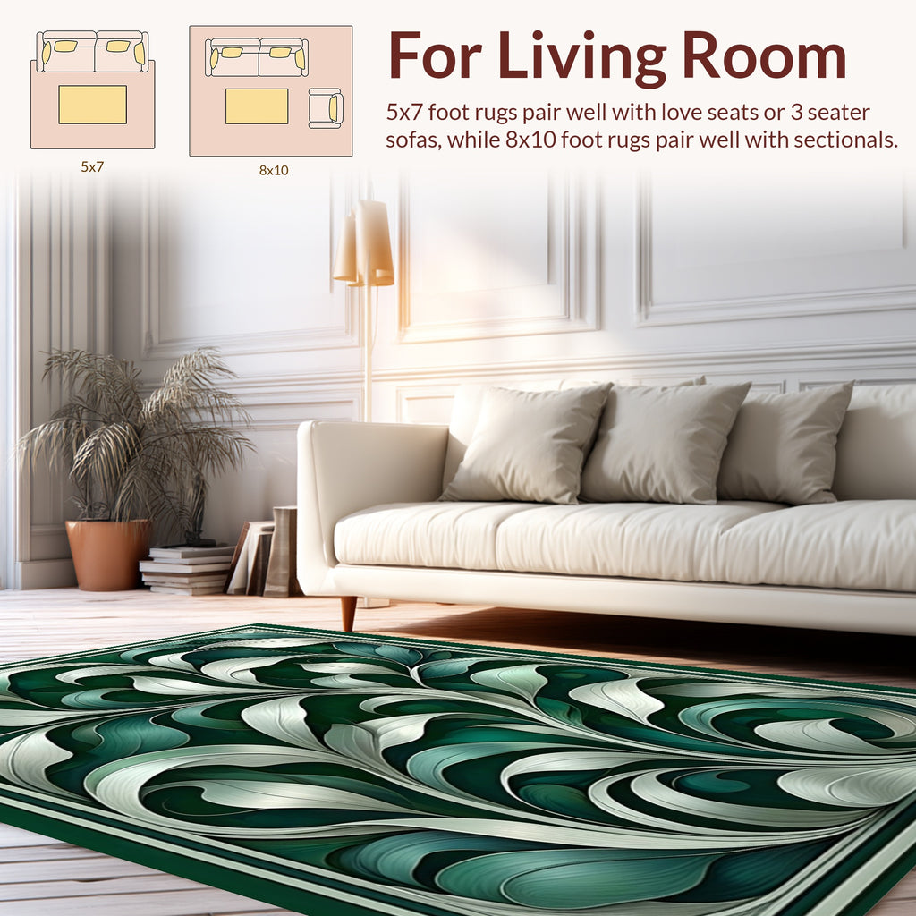 Art Nouveau Swirling Leaf Pattern Rug