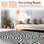 Abstract Black White Maze Pattern Rug