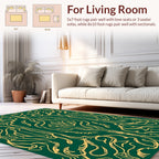 Green Gold Art Nouveau Swirl Rug