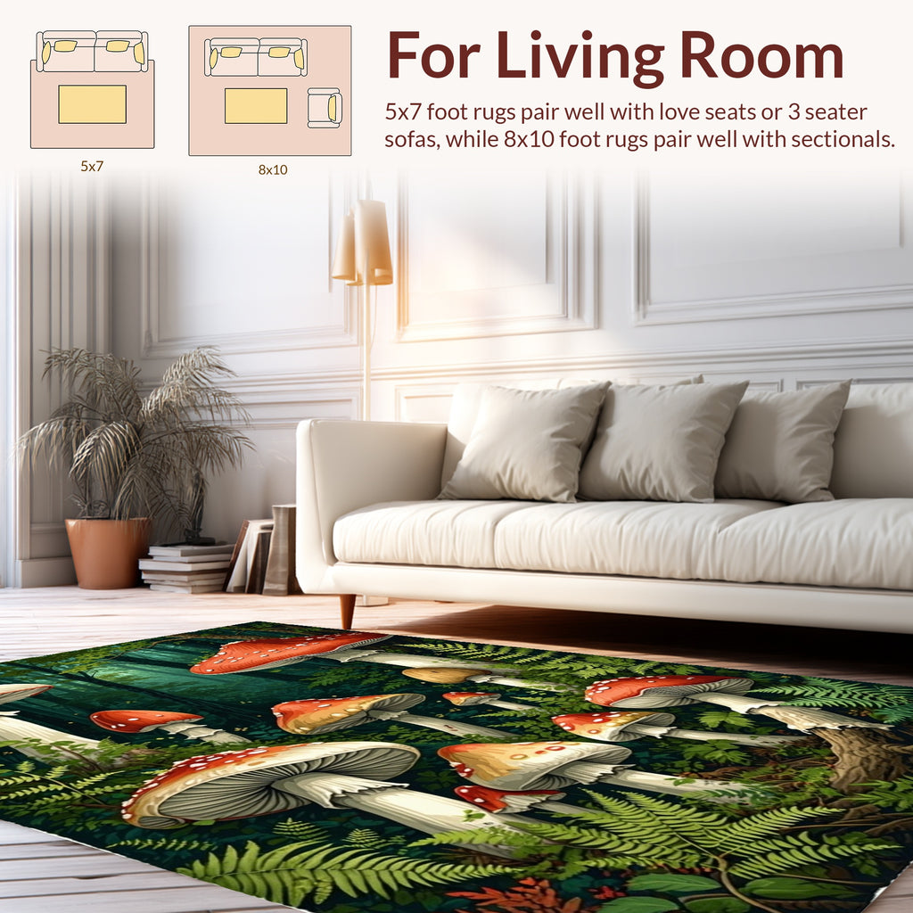 Enchanted Forest Mushroom Pattern Rug