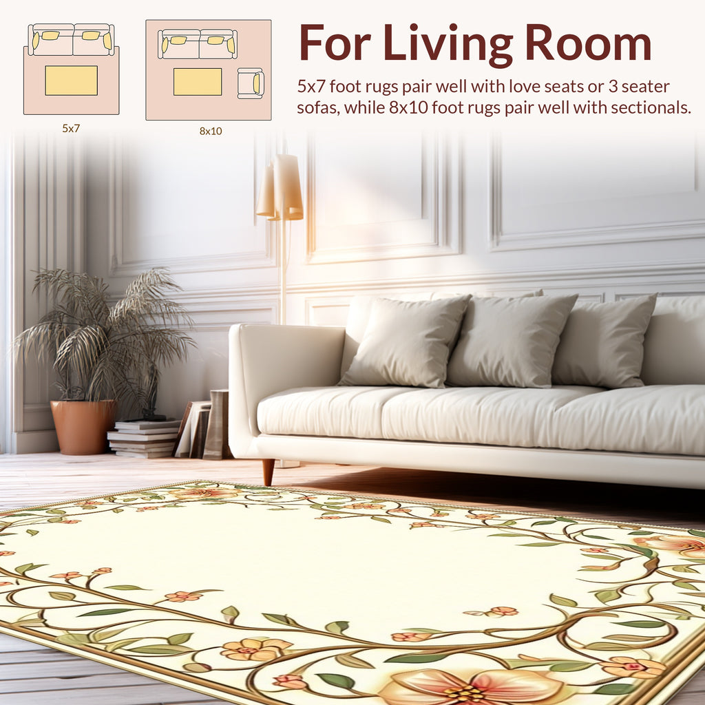 Vines Floral Scrollwork Botanical Design Rug