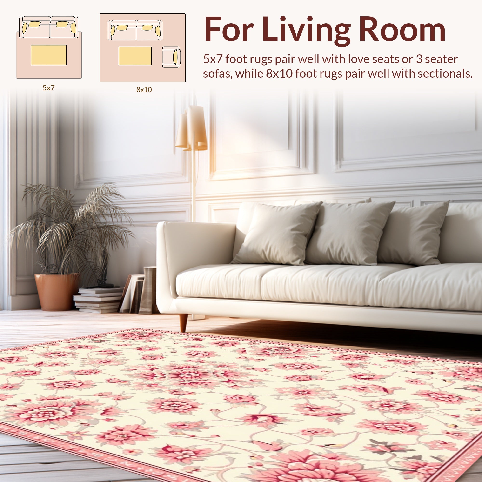 Pink Floral Medallion Pattern Rug