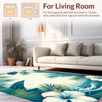 Tropical Hibiscus and Palm Leaf Design Rug
