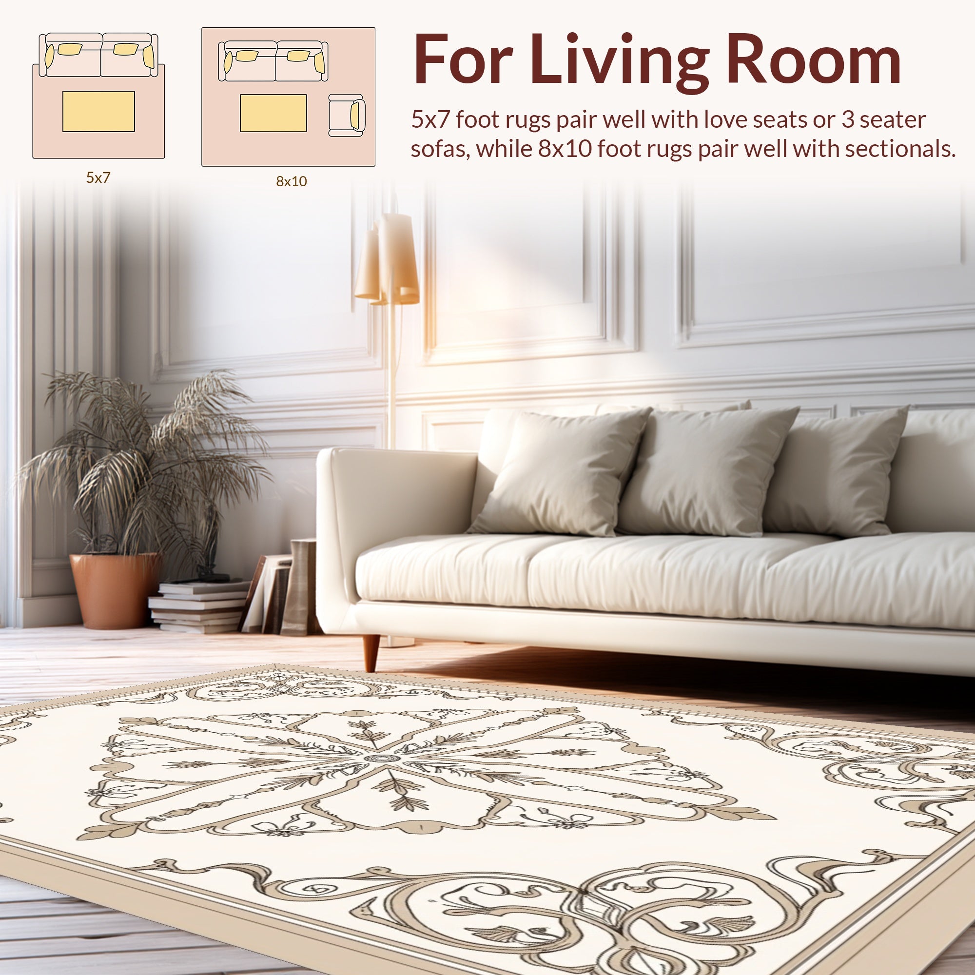 Elegant Floral Swirl Pattern Rug