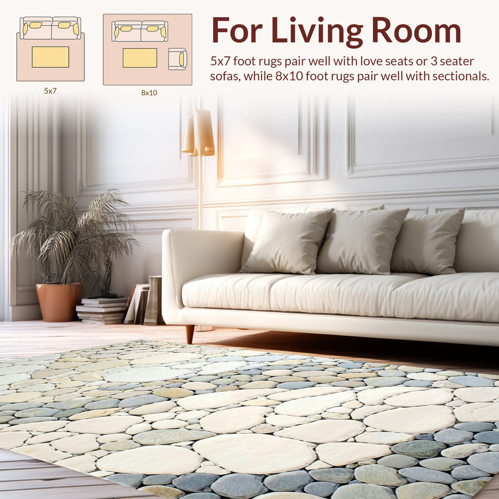 Smooth Stone Patchwork Natural Pattern Rug