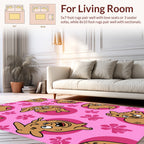 Cute Brown Dog Pattern With Flowers Rug