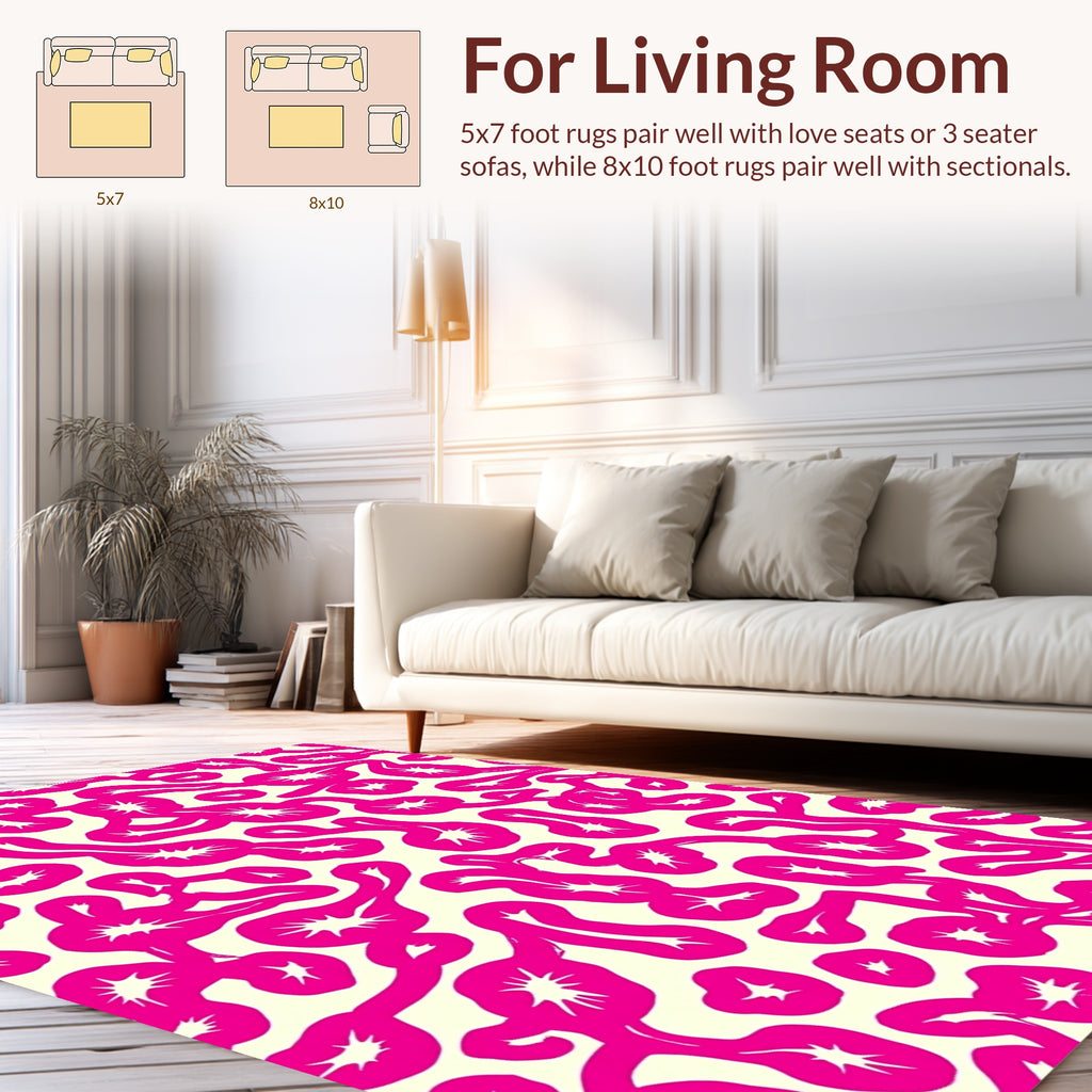 Abstract Organic Pink Swirl Pattern Rug