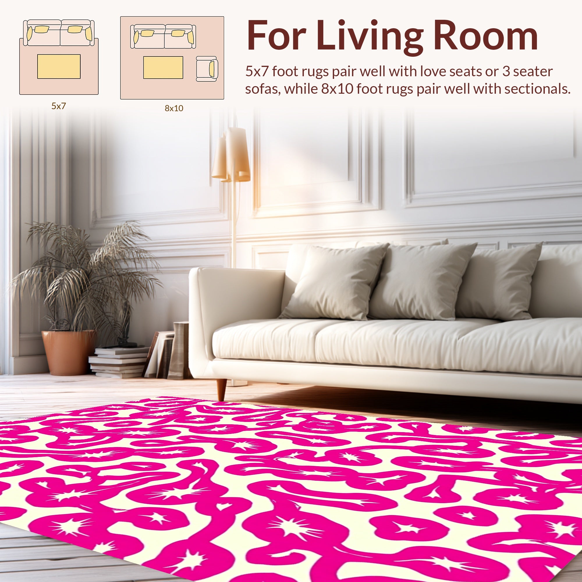Abstract Organic Pink Swirl Pattern Rug