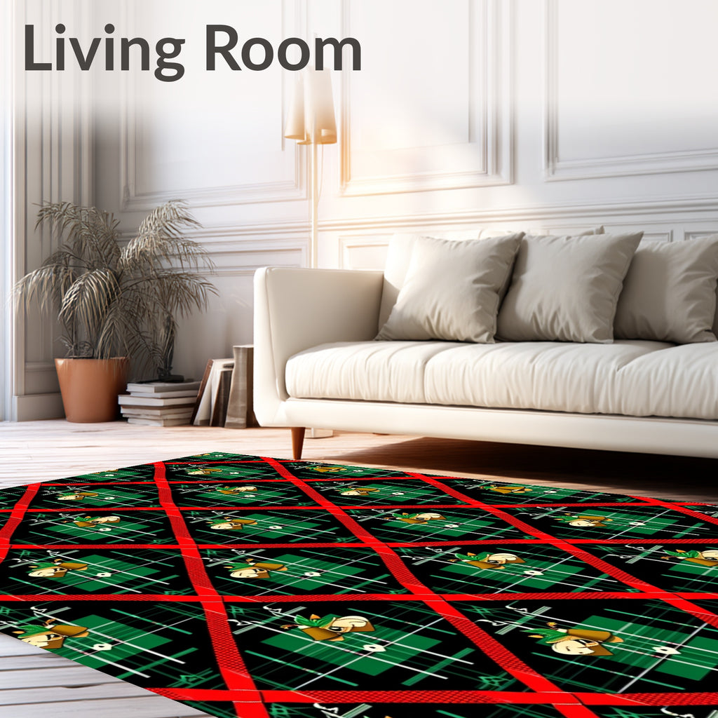 Red Diamond Plaid Bells Rug