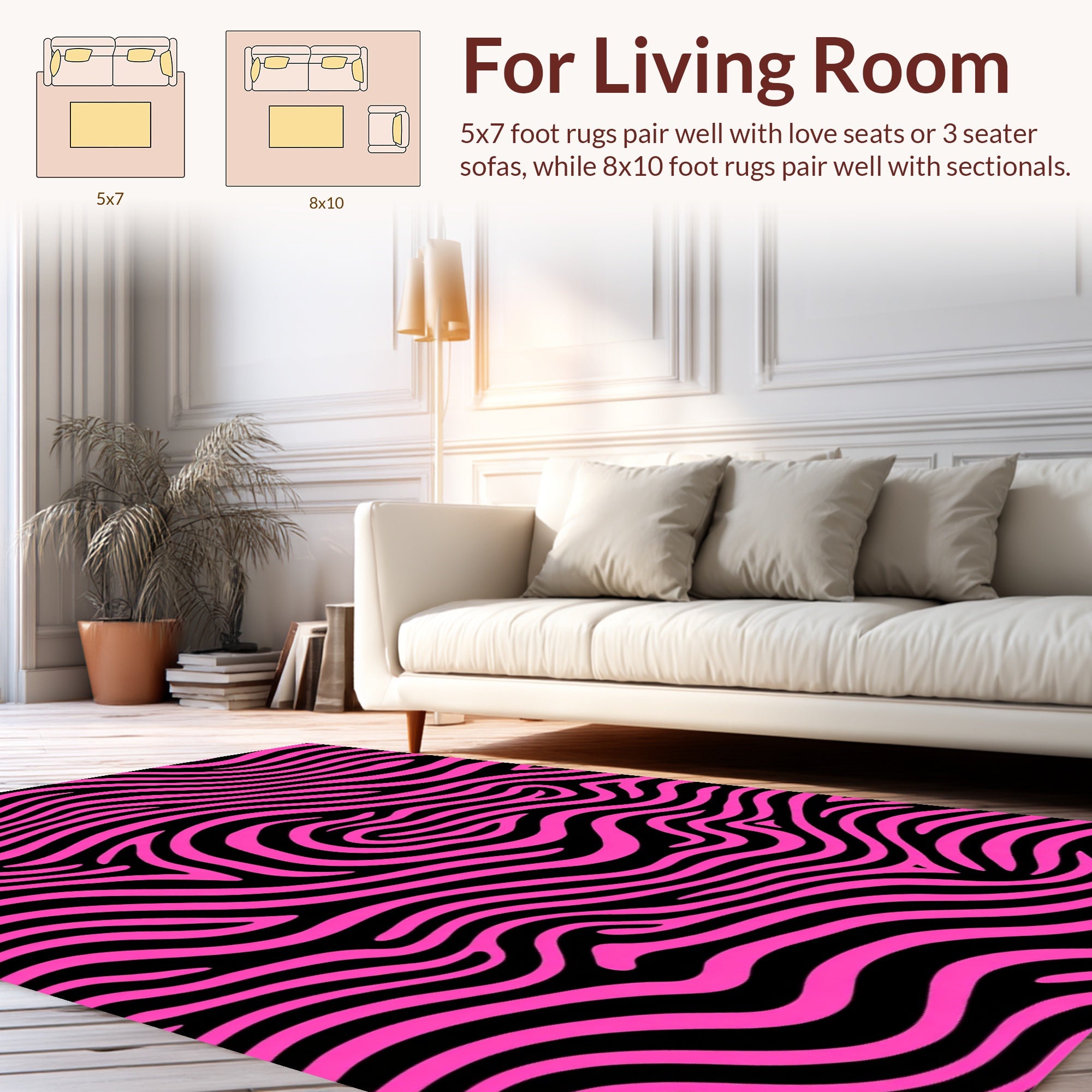 Bold Pink Zebra Pattern Rug
