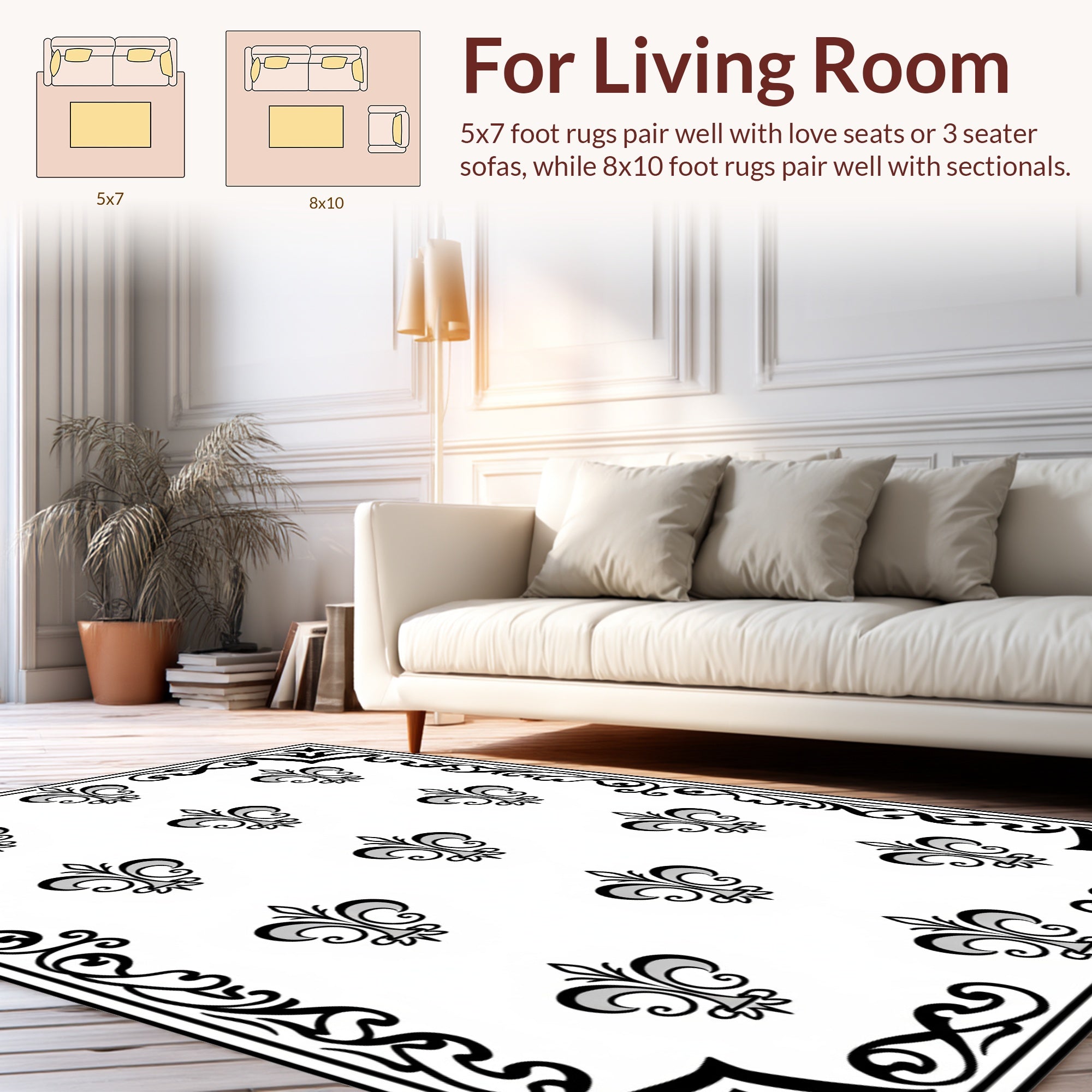 Classic Fleur-de-lis Border Pattern Rug