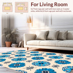 Blue Floral Mandala Pattern Design Rug