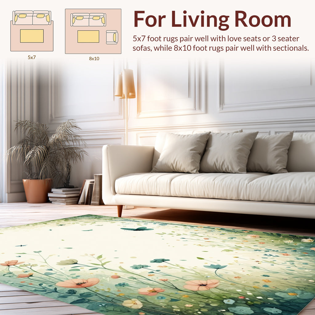 Ethereal Garden Butterfly and Floral Design Rug