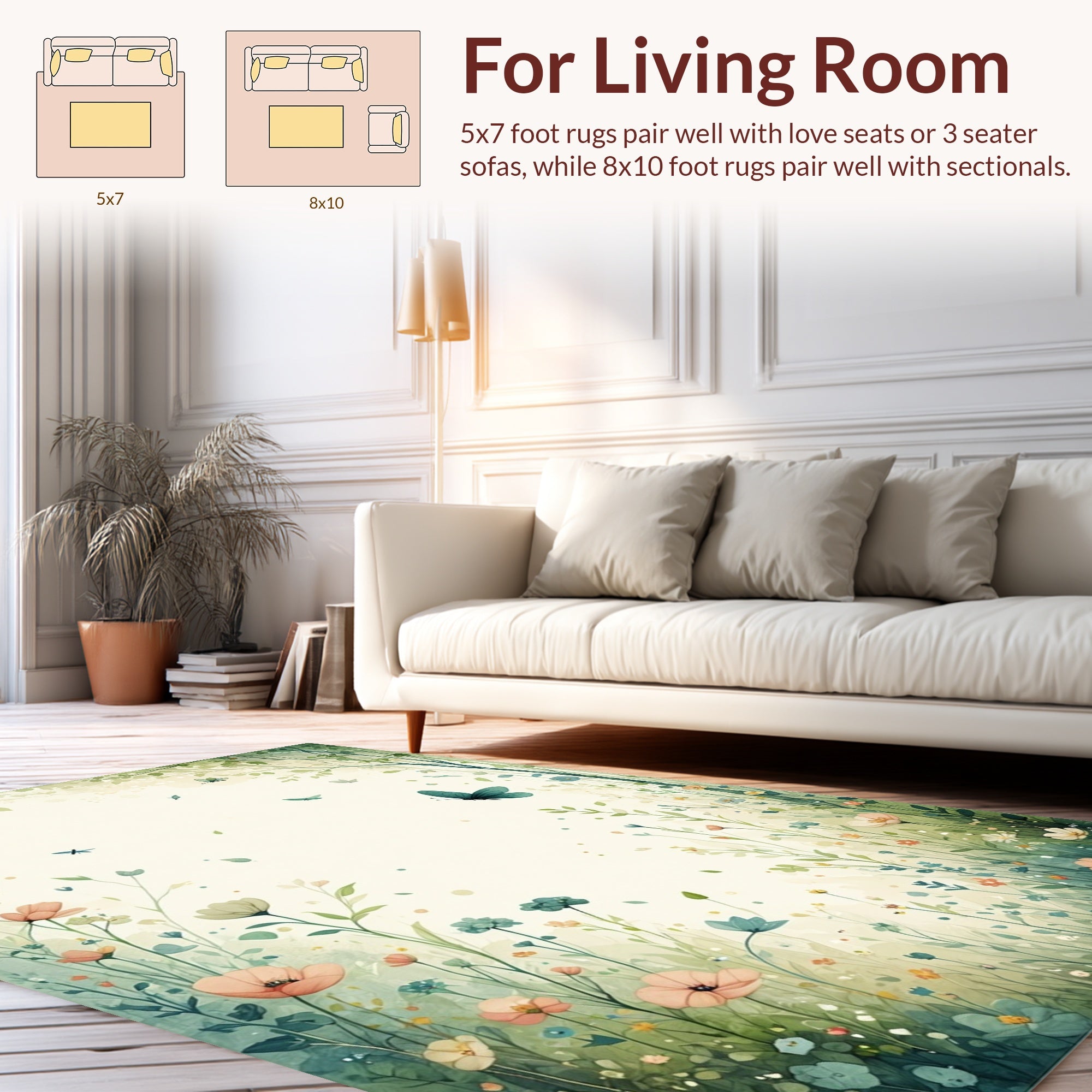Ethereal Garden Butterfly and Floral Design Rug