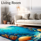 Vibrant Underwater Coral Reef Fish Pattern Rug